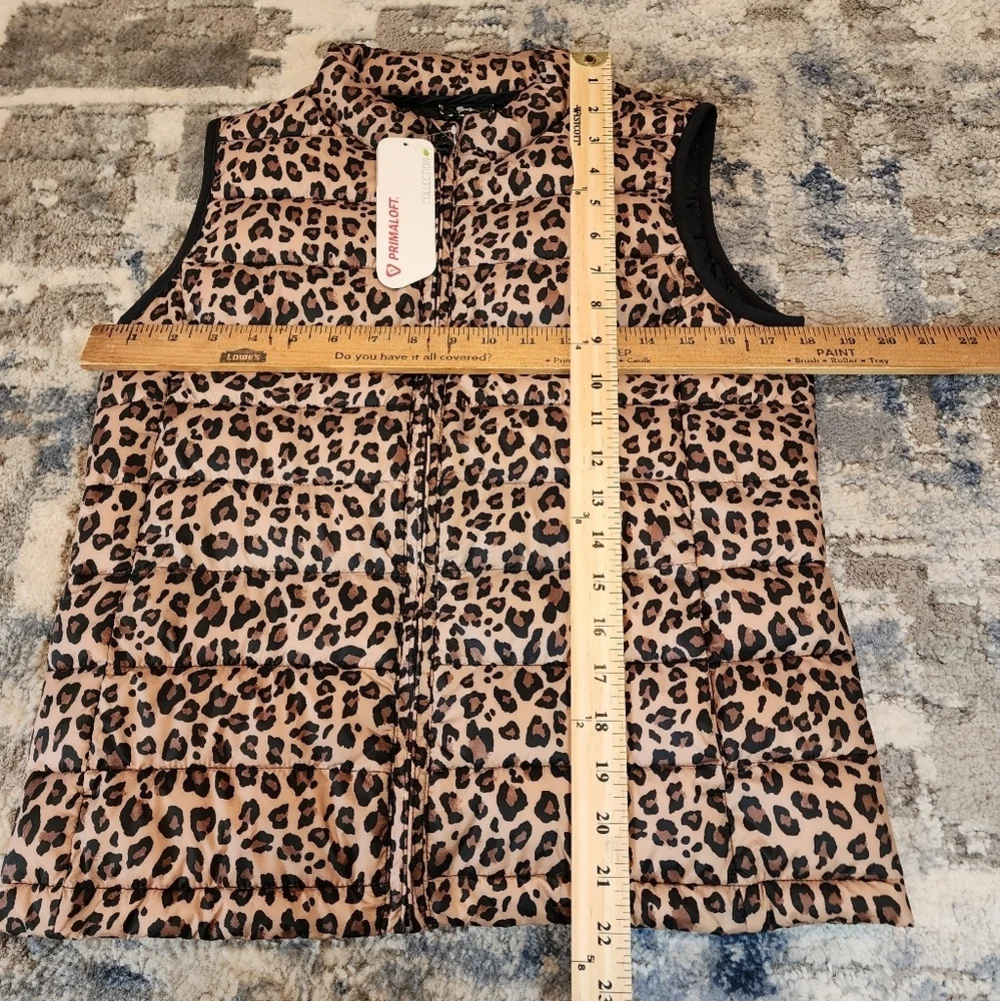 NWT‎ GAP Kids Leopard Puffer Zip Vest Brown Animal Print Size XXL Primaloft